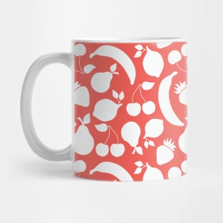 Fruit silhouettes on red Mug